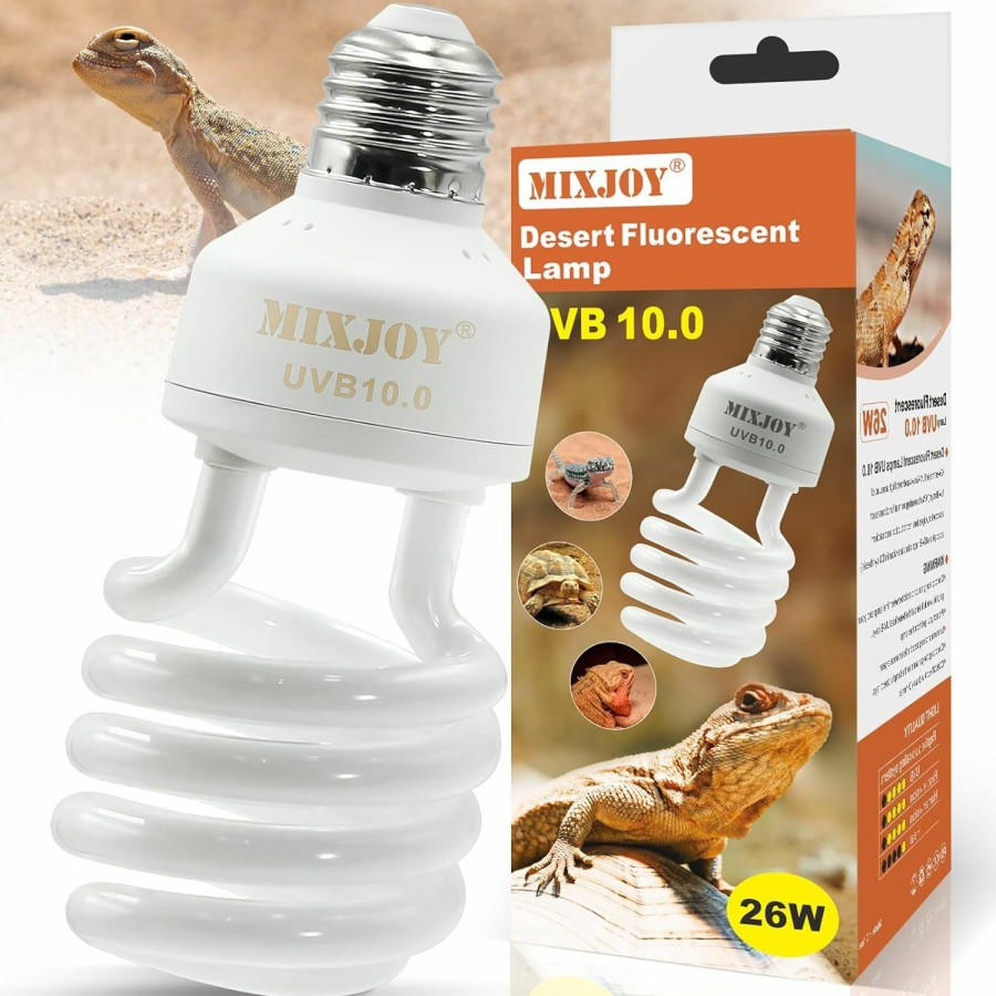 Reptiles & Amphibian MIXJOY | Mixjoy Uvb Bulbs For Reptiles 10.0, 26W Desert Uva Uvb Light, Compact Fluorescent Uvb Lamp For Reptiles, Uvb Light For Bearded Dragon, Tortoise, And Other Lizards