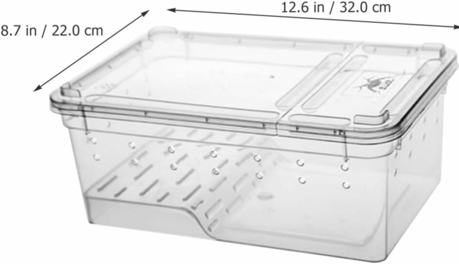 Reptiles & Amphibian POPETPOP | Popetpop Amphibia Reptile Terrarium Aquarium Breeding Tank Reptile Tank With Platform Acrylic Reptile Feeding Box Snail Spider Habitat Cage Mini Critter Keeper Carrier Transparent Glass Containers