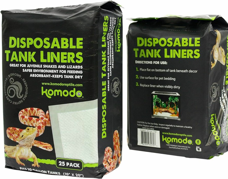 Reptiles & Amphibian Komodo | Komodo Reptile Terrarium Repti-Pads 18\" X 36\" Disposable Tank Liners | Absorbant - Keeps Tank Dry | Fits 40 Gallon Aquarium Habitat, 20 Pack