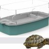 Reptiles & Amphibian ATB-GIFT | Reptile Tank, Glass Turtle Tank Aquarium With Filter, Water Pump, Terrace, Separating, Escape Prevention For Turtles, Hermit Crabs, Terrapin And Small Reptiles(Blue-Small)