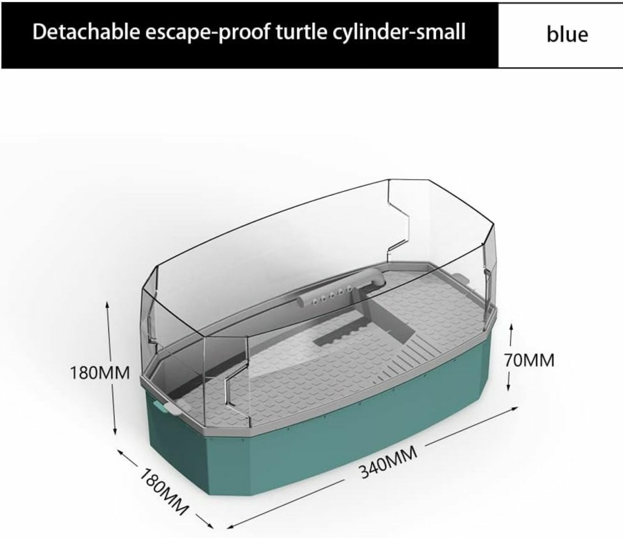 Reptiles & Amphibian ATB-GIFT | Reptile Tank, Glass Turtle Tank Aquarium With Filter, Water Pump, Terrace, Separating, Escape Prevention For Turtles, Hermit Crabs, Terrapin And Small Reptiles(Blue-Small)