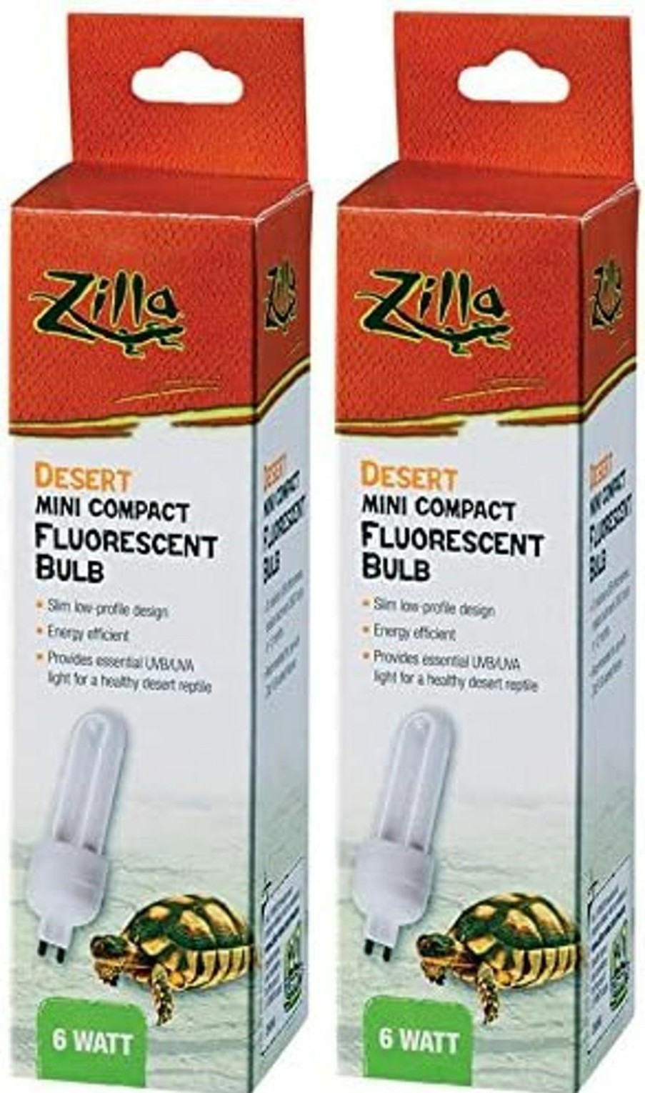 Reptiles & Amphibian Zilla | Zilla (2 Pack) Mini Compact Desert Fluorescent Bulb, 6 Watt