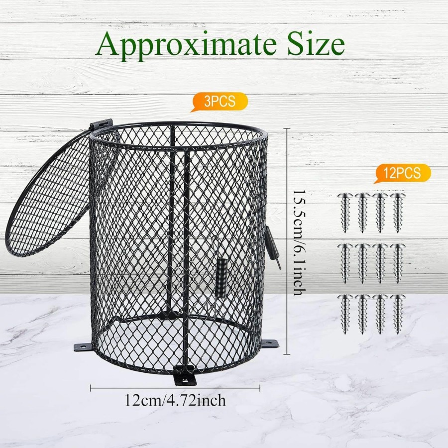 Reptiles & Amphibian Riakrum | 3 Pieces Reptile Heater Guard Anti Scald Lamp Covers Heat Protector Heat Lamp Mesh Cover Heating Lamp Lampshade Ceramic Light Bulb Enclosure For Lizards Snakes Reptile Cage Supplies, Round Shape