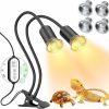 Reptiles & Amphibian DTZY | Reptile Heat Lamp, Dual-Head Uva/B Reptile Light With Cycle Timer, Basking Light For Reptile Turtle Bearded Dragon Lizards Snake, E26/27 Base With 4 Bulbs (2Pcs 25W And 2Pcs 50W)