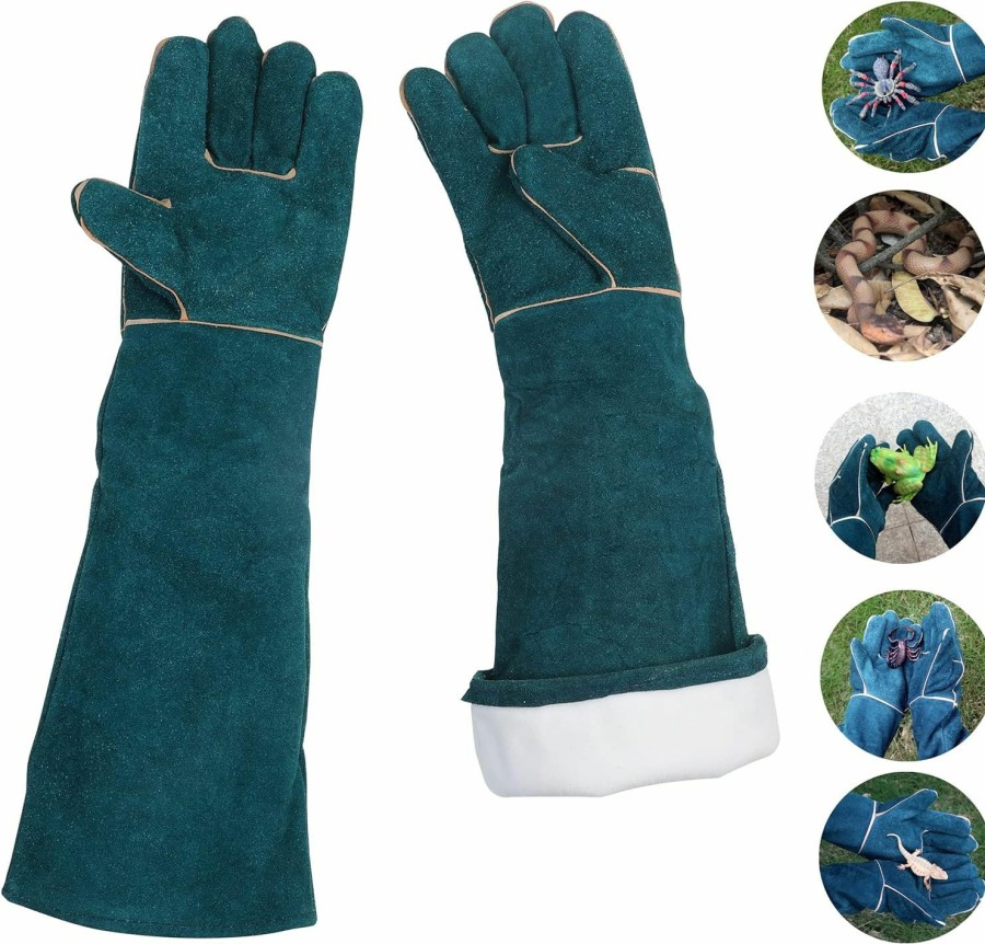 Reptiles & Amphibian Generic | Premium Heavy Duty Amphibian Reptile Protective Gloves - Handle Your Pets Safely Without Worry Of Being Cut Or Poked.