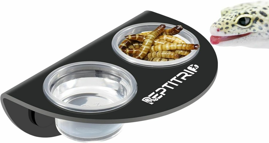 Reptiles & Amphibian REPTITRIP | Reptitrip Gecko Feeding Ledge With 6Pcs Reptile Water Dish Food Bowl, Reptile Bowl For Gecko Lizard Chameleon Iguana, Magnet Adsorption, Acrylic