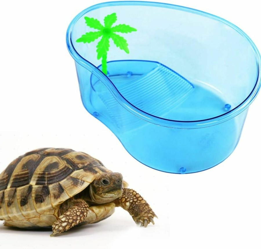 Reptiles & Amphibian POPETPOP | Popetpop Turtle Lagoon-Small Turtle Habitat With Plastic Wwamp Trees-Turtle Live Breeding Box With Drying Platform Small Size