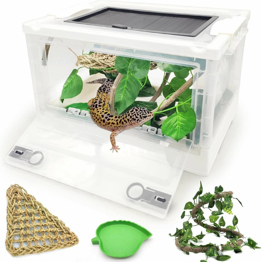 Reptiles & Amphibian Hamiledyi | Hamiledyi Foldable Reptile Terrariums Kit, 6 Pcs Gecko Tank Starter Kits Mini Transparent Lizard Habitat Cages For Iguana, Snake, Bearded Dragon, Tortoise, Chameleon 15.6\" X 11.6\" X 9.4\" Blue