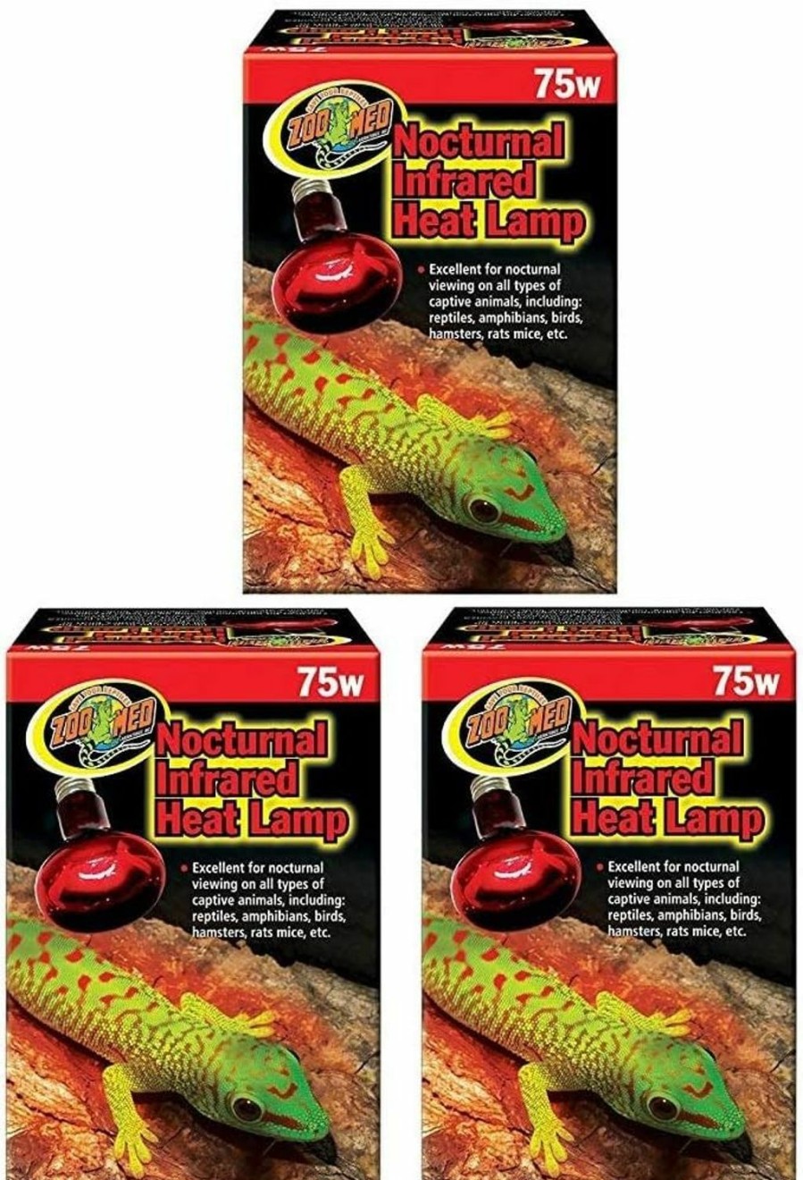 Reptiles & Amphibian Zoo Med | Zoo Med Nocturnal Infrared Heat Lamp 75 Watts - Pack Of 3