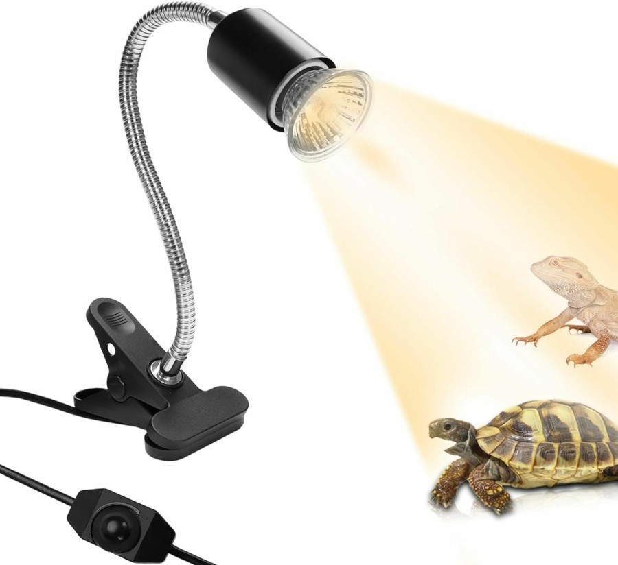 Reptiles & Amphibian Aiicioo | Reptile Heat Lamp Uvb/Uva With Dimmer - Uvb Reptile Light Fixture & 2Pack Basking Light For Tortoise Habitat Aquarium Bearded Dragon