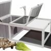 Reptiles & Amphibian CSQOO | Tortoise Habitat, Wooden Tortoise Habitat House Indoor Tortoise Enclosure For Small Animals, Upgrade Leak-Proof Bottom (Grey)