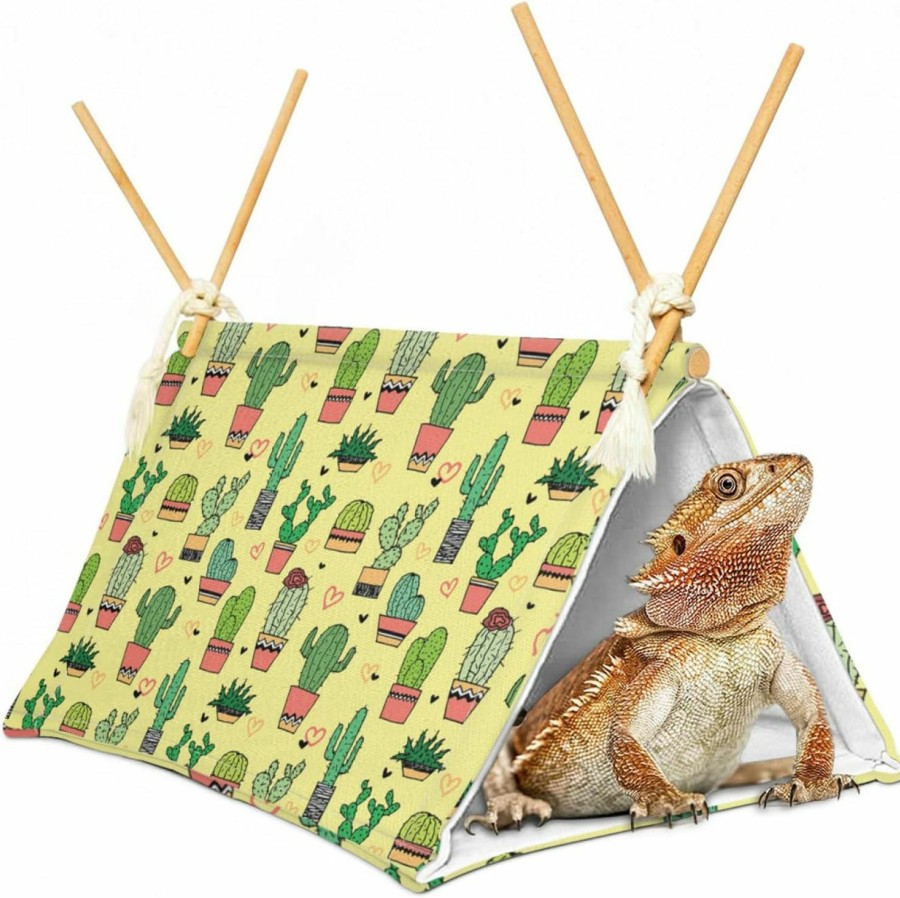 Reptiles & Amphibian Aipush | Bearded Dragon Tent Bed,Cactus Pattern Reptile Bearded Dragon Cage/Hides And Caves/Habitat Hideout… (Cactus)