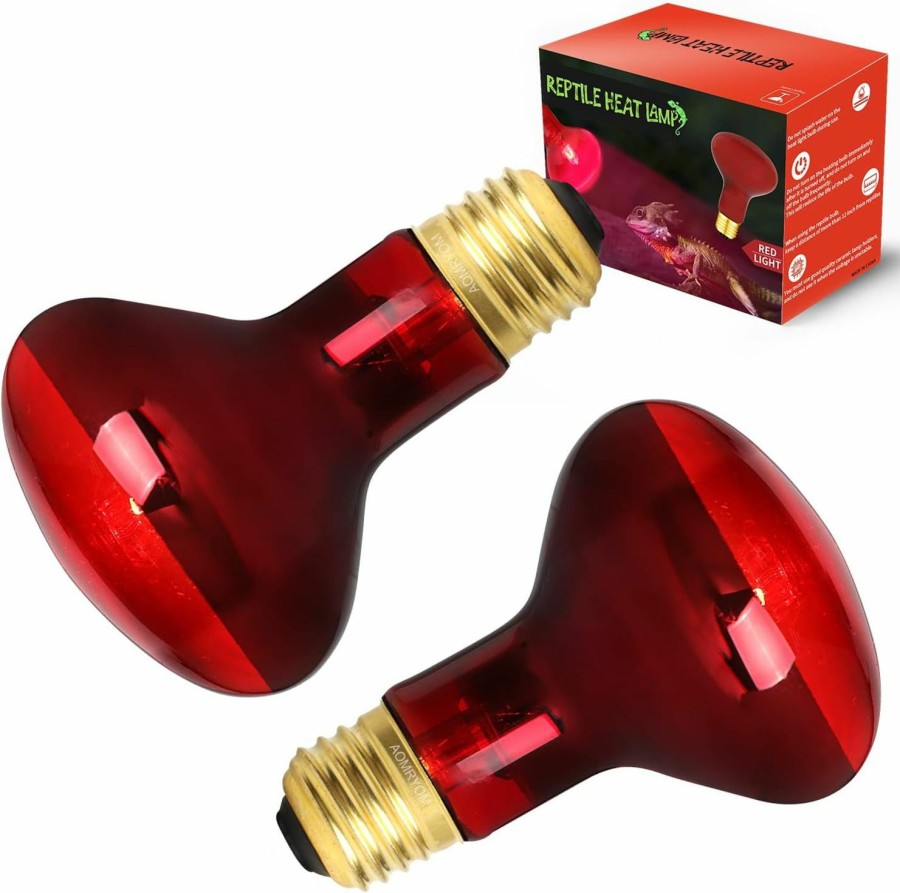 Reptiles & Amphibian AOMRYOM | Aomryom 75W Infrared Basking Spot Heat Lamp Bulb Red Light Heat Bulbs For Pet Lizards Bearded Dragons Chameleons Snakes Reptiles & Amphibians - 2 Pack