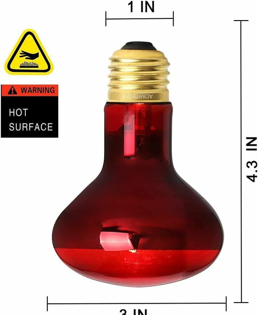 Reptiles & Amphibian AOMRYOM | Aomryom 75W Infrared Basking Spot Heat Lamp Bulb Red Light Heat Bulbs For Pet Lizards Bearded Dragons Chameleons Snakes Reptiles & Amphibians - 2 Pack