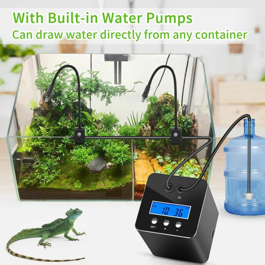 Reptiles & Amphibian RUNWUSHENG | Runwusheng Upgrade Reptile Humidifier, Lcd With Timing Function,Time Range Can Be Set, Reptile Mister System With 2 Extended Spray Nozzles, Misting System For Reptiles Of Amphibians, Tanks, Paludarium