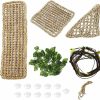 Reptiles & Amphibian PINVNBY | Pinvnby Bearded Dragon Hammock,Reptile Lizard Lounger Natural Seagrass Habitat Decoration Reptiles Tank Accessories Jungle Climber Vines Flexible Leaves Climbing Decor For Gecko Chameleon Snakes