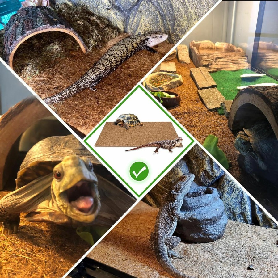 Reptiles & Amphibian PINVNBY | Pinvnby 4 Pieces Reptile Carpet,Bearded Dragon Natural Coconut Fiber Mat,Lizard Terrarium Liner Pads,Tortoises Bedding Supplies For Gecko Snake Chameleons(4 Sheets / 19.7X11.8X0.4Inches)