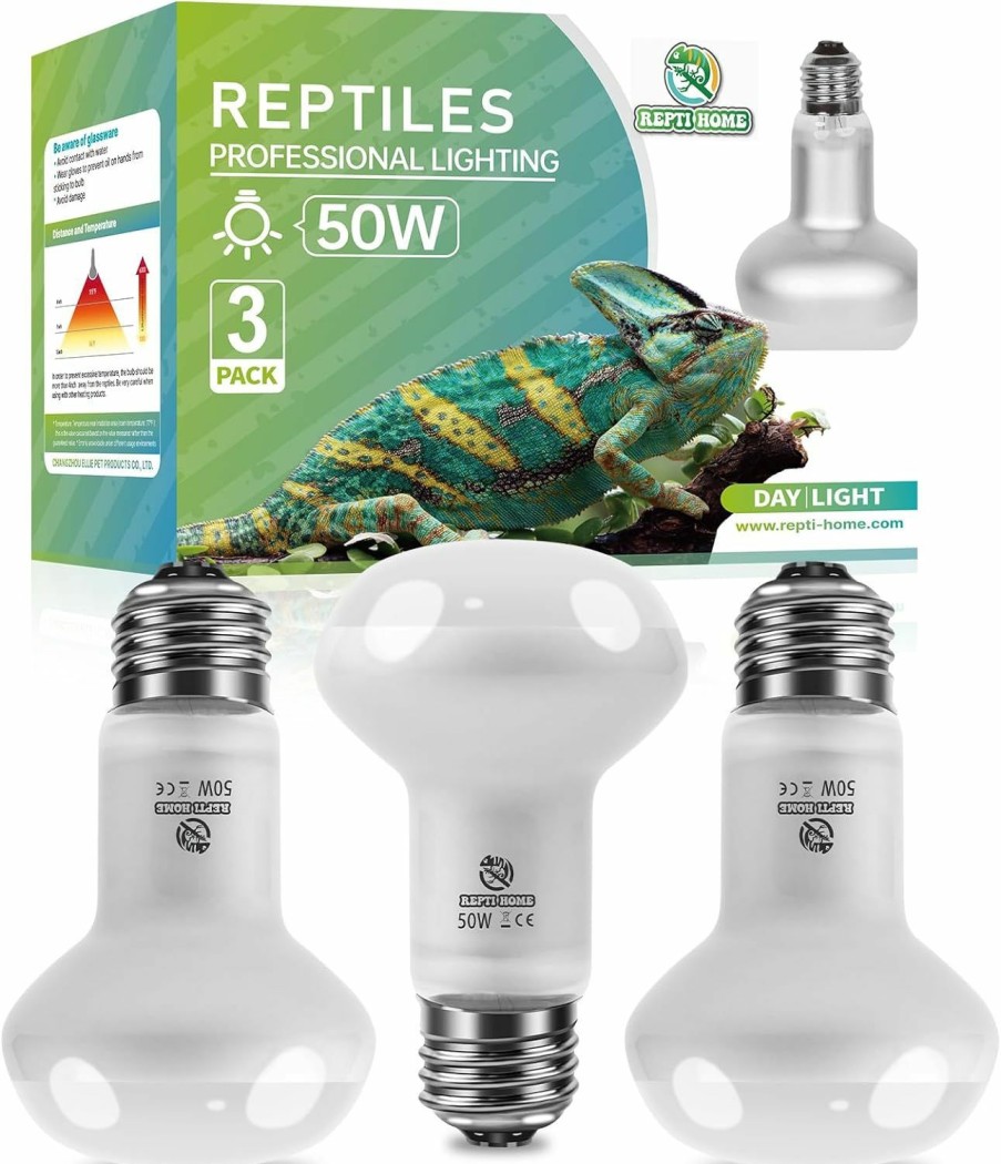 Reptiles & Amphibian REPTI HOME | Repti Home Reptile Heat Lamp Bulb,100W 3 Pack Basking Spot Lamp Bulb For Reptiles & Amphibians,Reptile Daylight Heat Emitter Light For Bearded Dragon, Lizard, Turtle