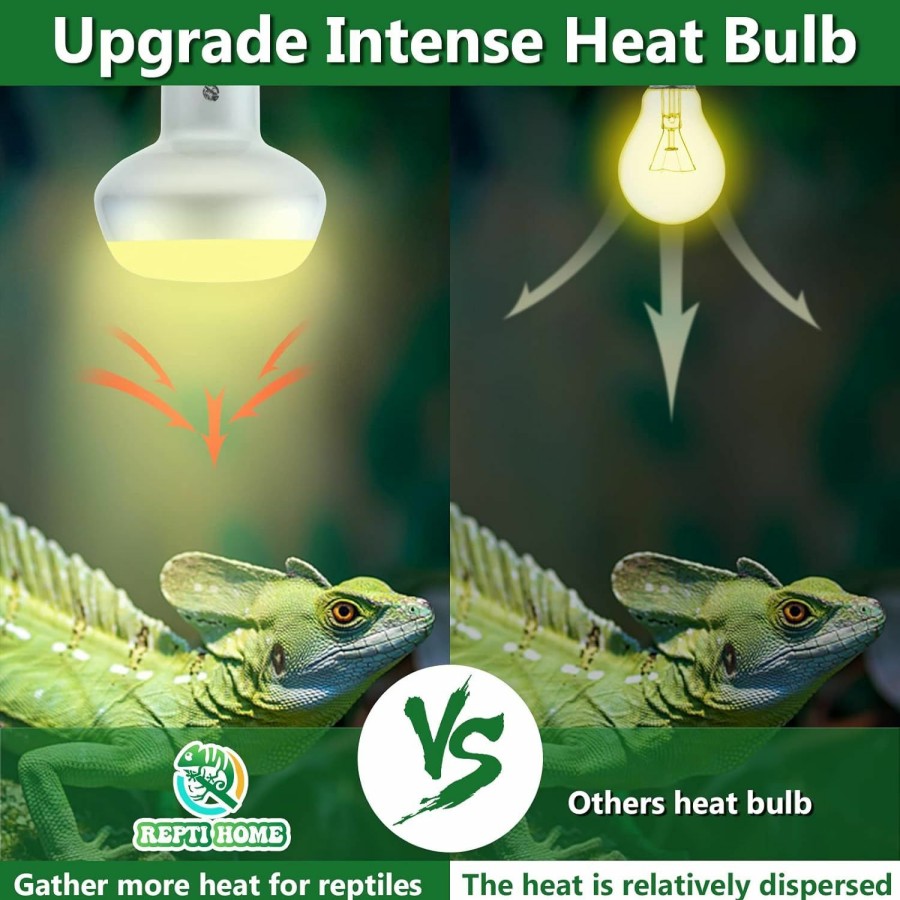 Reptiles & Amphibian REPTI HOME | Repti Home Reptile Heat Lamp Bulb,100W 3 Pack Basking Spot Lamp Bulb For Reptiles & Amphibians,Reptile Daylight Heat Emitter Light For Bearded Dragon, Lizard, Turtle