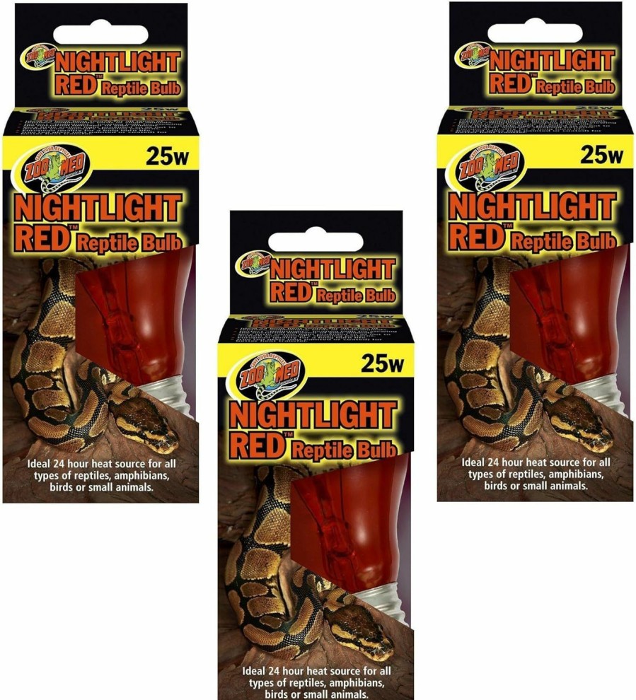 Reptiles & Amphibian Zoo Med | Zoo Med Nightlight Red Reptile Bulb 25 Watts (3 Pack)