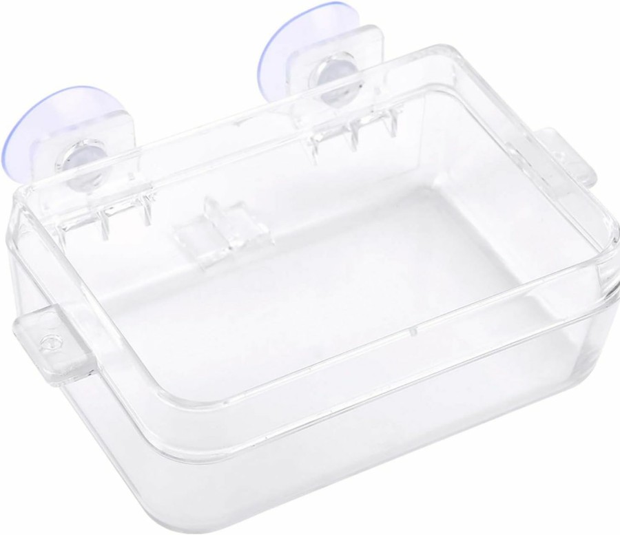 Reptiles & Amphibian Hffheer | Hffheer Reptile Feeder Anti-Ese Amphibians Feeder Dish Food Water Bowl Translucent Feeding Basin With Suction Cup For Tortoise Gecko Snakes Lizard