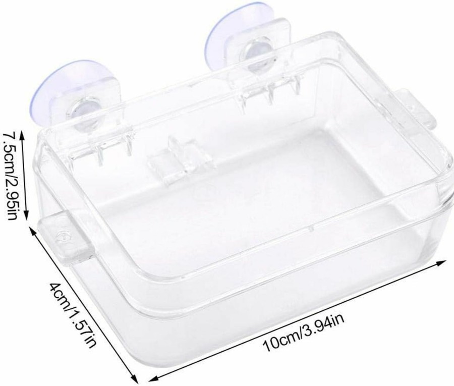 Reptiles & Amphibian Hffheer | Hffheer Reptile Feeder Anti-Ese Amphibians Feeder Dish Food Water Bowl Translucent Feeding Basin With Suction Cup For Tortoise Gecko Snakes Lizard