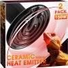 Reptiles & Amphibian Briignite | Ceramic Heat Emitter For Reptiles, 100W Heat Lamp Bulb, Ceramic Reptile Heat Bulb Black, No Light Emitting Heat Lamp For Amphibian Pet, Heat Bulb For Bearded Dragon Turtle Snake Lizard, 2 Pack