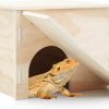 Reptiles & Amphibian Oooct | Oooct Reptile Hideout, Wooden Reptile Hide Cave With Ramp, Bearded Dragon Habitat, Cage And Aquarium Accessories, Suitable For Reptiles Gecko Turtles Chameleon Hamster Guinea Pig 11.3 X 9.1 X 7.1 Inch