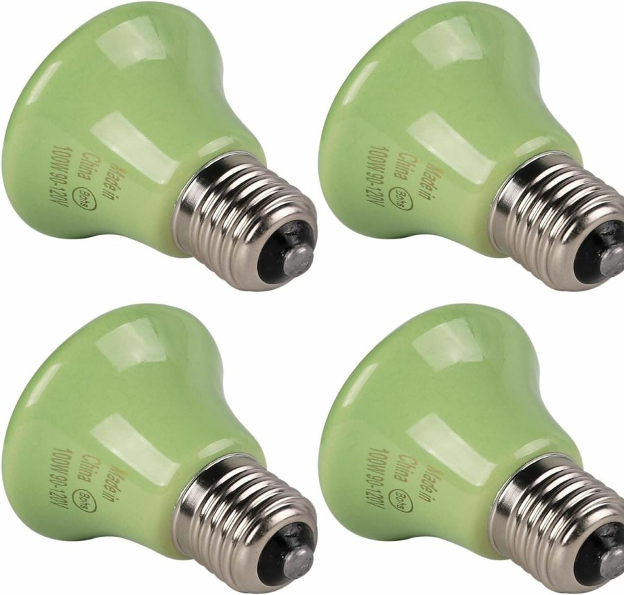 Reptiles & Amphibian WUHOSTAM | Wuhostam 100W Mini Reptile Heat Lamp Bulb 4 Pack, Pet Infrared Ceramic Heat Emitter For Amphibian, Brooder Coop, Aquarium, Lizard, Lambs, Snake, No Light, Green