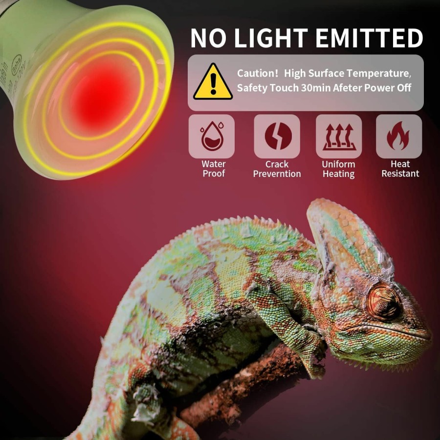 Reptiles & Amphibian WUHOSTAM | Wuhostam 100W Mini Reptile Heat Lamp Bulb 4 Pack, Pet Infrared Ceramic Heat Emitter For Amphibian, Brooder Coop, Aquarium, Lizard, Lambs, Snake, No Light, Green