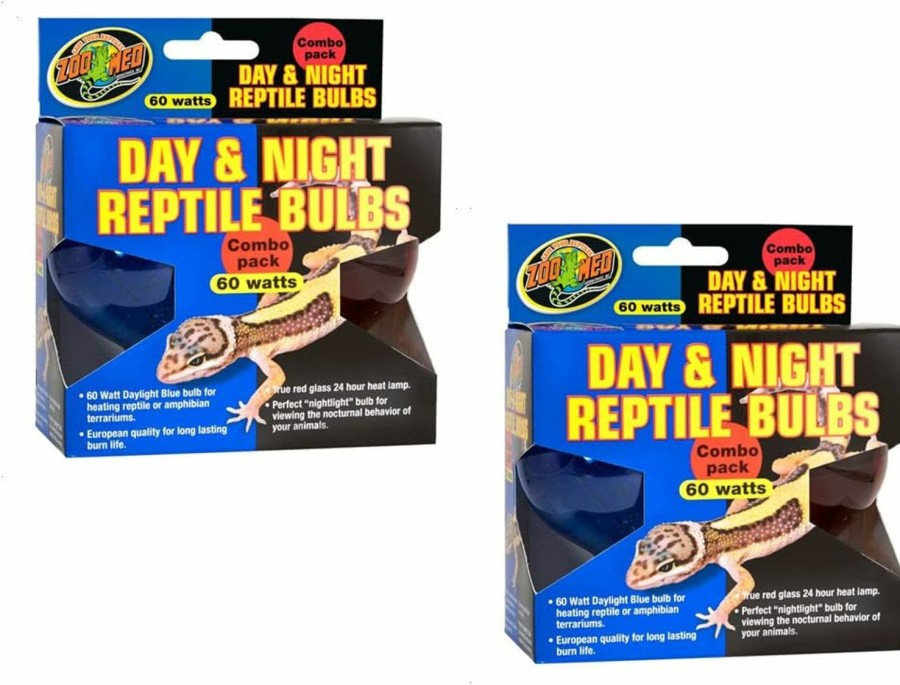 Reptiles & Amphibian Zoo Med | Zoo Med Day & Night Reptile Bulbs Combo Pack 60 Watts - Combo Pack - Pack Of 2