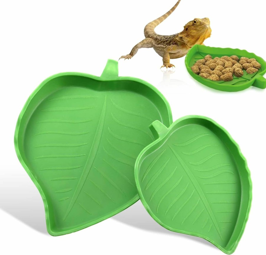 Reptiles & Amphibian Hi.FANCY | Hi.Fancy Leaf-Shaped Plastic Reptile Feeding Dish, 2 Sizes, Easy To Clean, Suitable For Tortoises, Lizards, Hamsters, Snakes