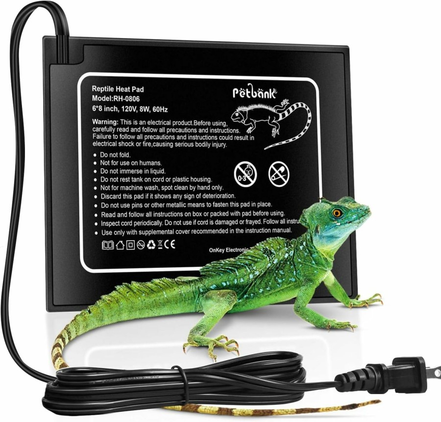 Reptiles & Amphibian Zacro | Reptile Heat Pad - Reptile Heating Pad Under Tank Heater For 10-20Gal Tank, Terrarium Heat Mat Reptile Tank Accessories For Gecko/Bearded Dragon/Snake/Lizard/Frog/Spider/Plant Box,6 X 8In