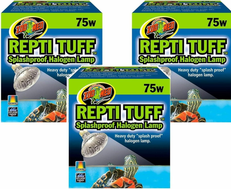 Reptiles & Amphibian Zoo Med | Zoo Med Repti Tuff Splashproof Halogen Lamps 75 Watts (3 Pack)