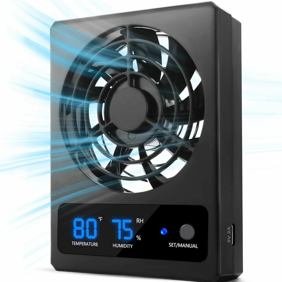 Reptiles & Amphibian Eckpo | Eckpo Reptile Ventilation Fan With Humidity Sensor And High-Temp Alarm, Fan Dehumidifier For Reptile Enclosure And Terrarium, Suitable For Humid Environments, Rainforest And Ecological Tanks