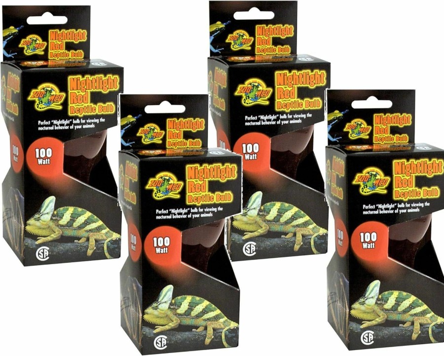 Reptiles & Amphibian Zoo Med | Zoo Med Nightlight Red Reptile Bulb 100 Watts (4 Pack)