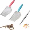 Reptiles & Amphibian WoYous | Woyous Reptile Sand Substrate Scoop Reptile Sand Fine Mesh Reptile Scooper Stainless Steel Terrarium Substrate Sand Bedding Litter Cleaner Scoop And Reptile Long Feeding Tongs Set (Green-2Mm)