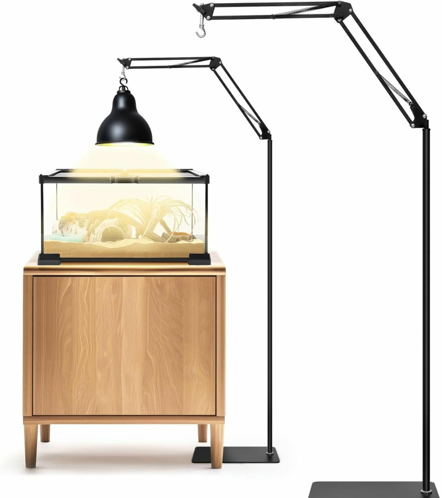 Reptiles & Amphibian AZV | Azv Reptile Lamp Stand Reptile Heat Lamp Stand With 360 Adjustable Swing Arm, 14-67.7 Inch Metal Bracket Floor Light Holder For Bearded Dragon Turtles Snake And Chicks Heating Light