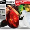 Reptiles & Amphibian waazoorep | Waazoorep Reptile Heat Lamp Bulbs 100W 2 Pack,Reptile Day And Night Infrared Basking Spot Heating Light Combo,Uva Heat Lamp Bulb For Reptile And Amphibians,Bearded Dragon, Lizard, Turtle, Chicken