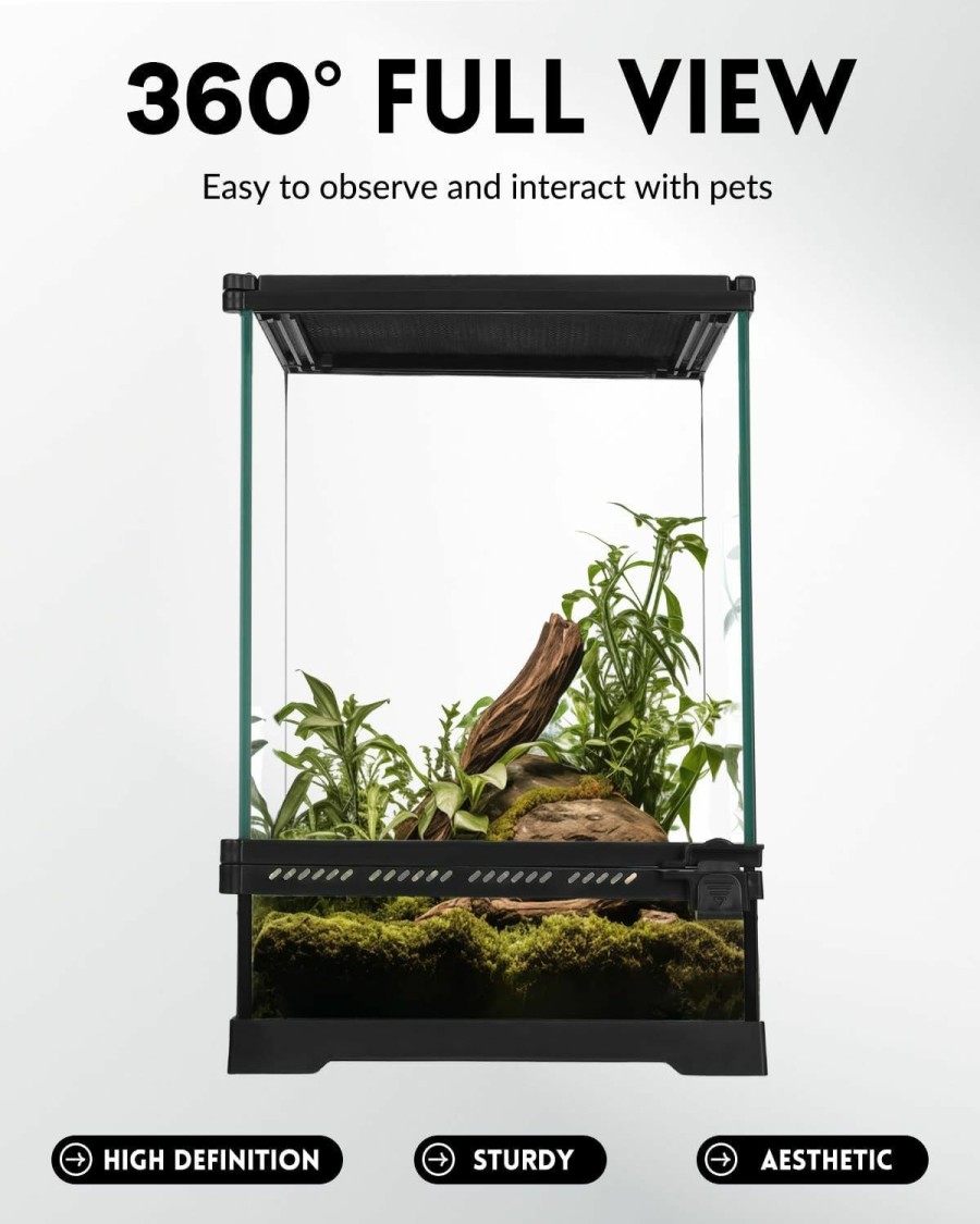 Reptiles & Amphibian REDHUGO | Redhugo 8\"X8\"X12\" Small Reptile Tank Front Opening Door With Ventilation & Bottom Leakproof, Mini Glass Reptile Terrarium Jumping Spiders Enclosure For Amphibians, Tarantula, Lizards, Geckos, Snakes