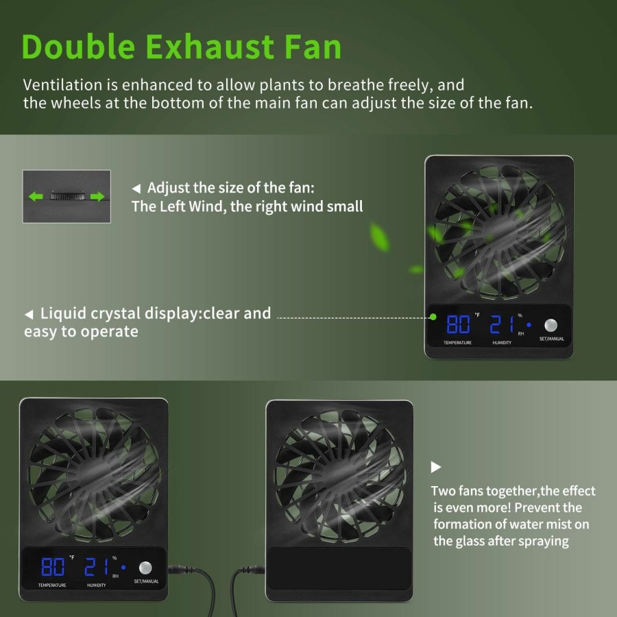 Reptiles & Amphibian RUNWUSHENG | Runwusheng Reptile Fan,Humidity Fan,Dehumidifier For Rainforest Terrarium Vivarium, Improving Air Circulation For Amphibians, Reptiles, And Snakes