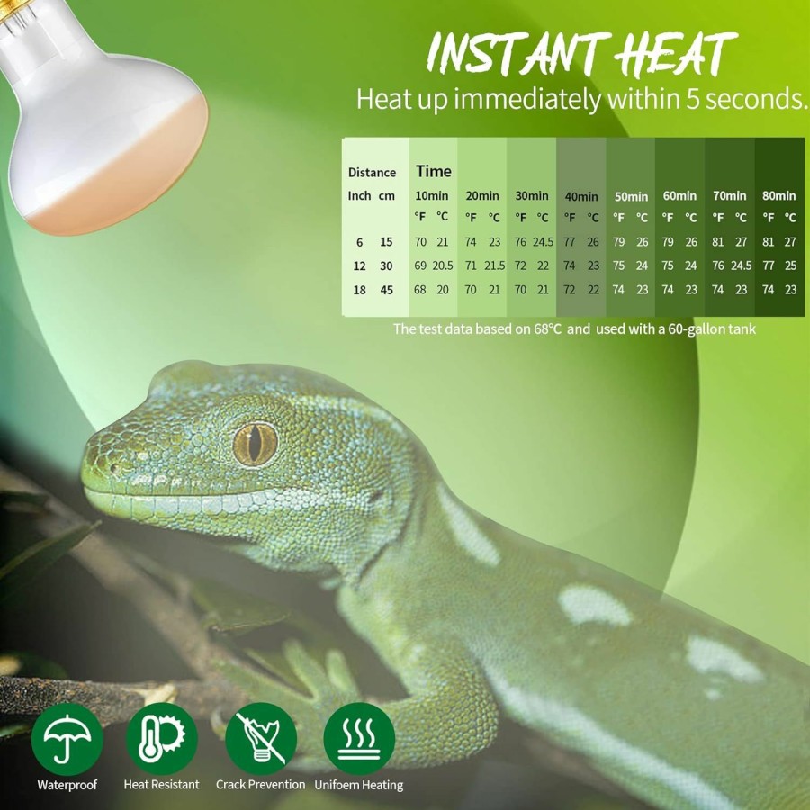 Reptiles & Amphibian FIVEAGE | Fiveage 100W Sun Basking Spot Lamp Uva Glass Reptile Heat Bulb Soft White Light For Reptile & Amphibian - 2 Pack