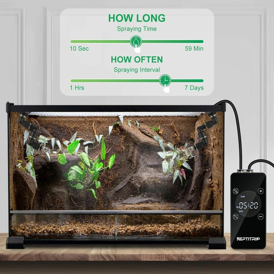 Reptiles & Amphibian REPTITRIP | Reptitrip Reptile Mister, Reptile Humidifier For Tanks, Amphibians, Rainforest Plants, Reptile Misting System With Timer And Manual Spray Functions