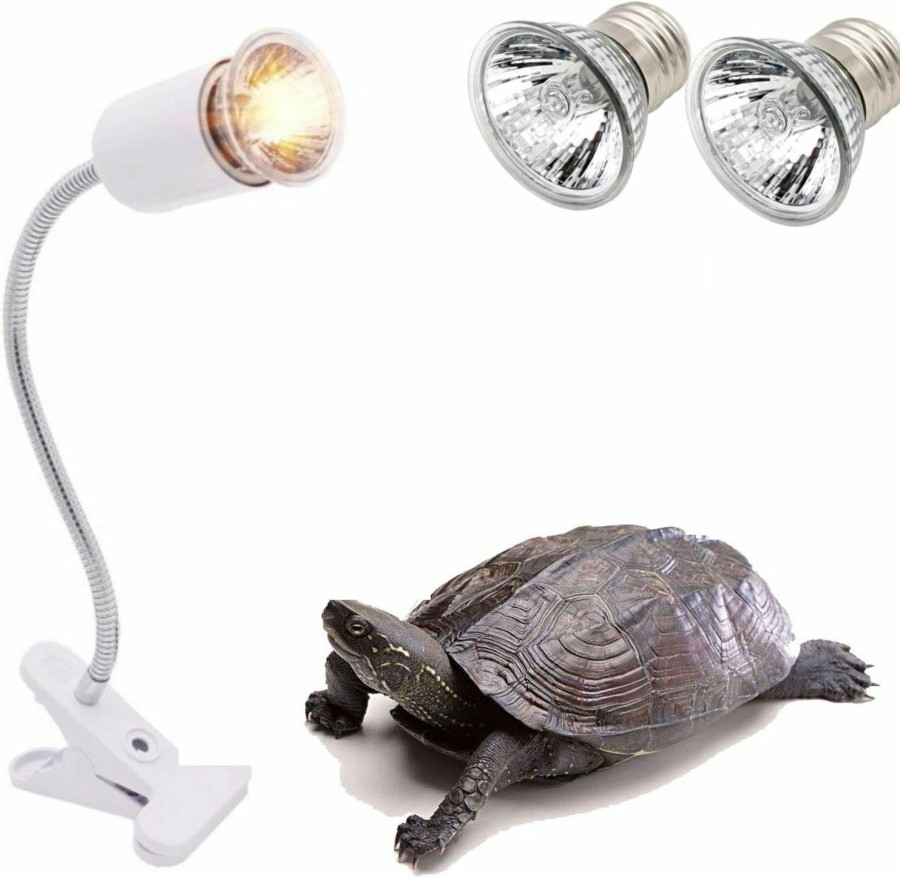 Reptiles & Amphibian LOMANTOWN | Lomantown Reptile Heat Lamp 50W Uva Uvb Light Basking Spot Lamp Turtle Tank For Aquarium Snake Lizards With 360 Rotatable Clip And 2 Bulbs (E27, 110V), Warm White