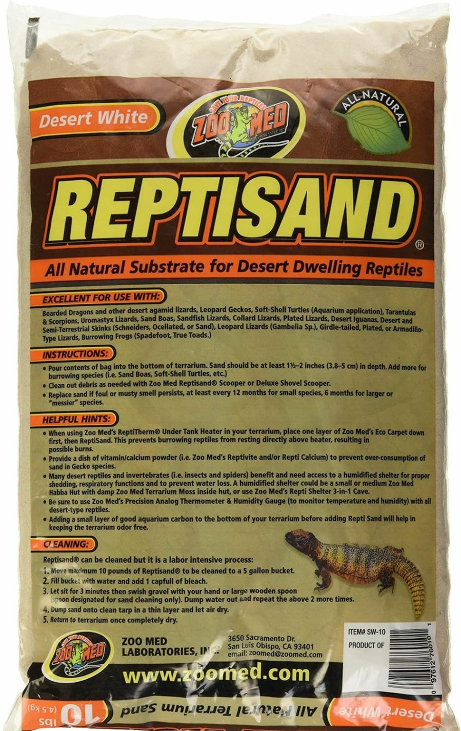 Reptiles & Amphibian Zoo Med | Zoo Med Reptisand , 10 Pounds, Desert White