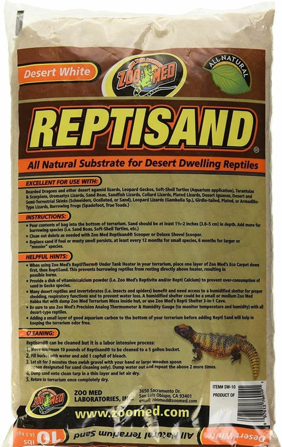 Reptiles & Amphibian Zoo Med | Zoo Med (2 Pack) Repti Sand Desert White All Natural 10 Lbs