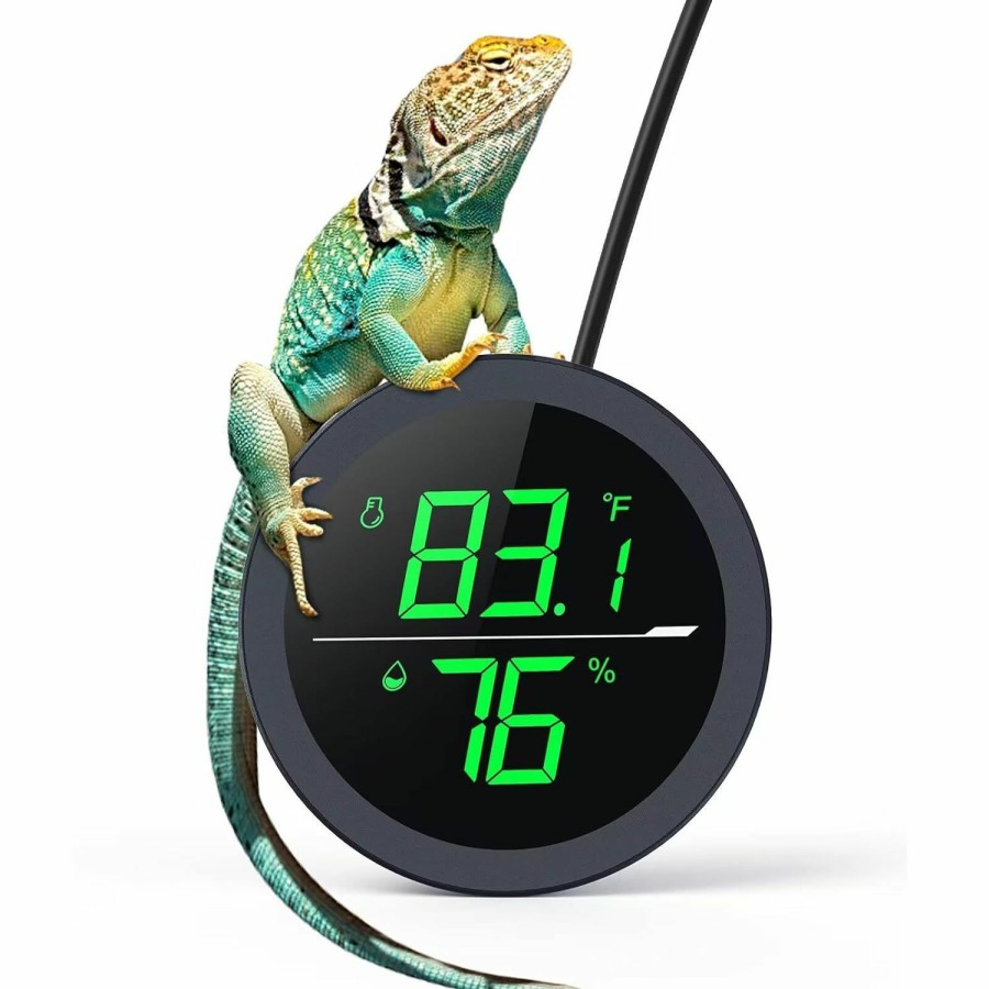 Reptiles & Amphibian PAIZOO | Reptile Tank Thermometer, Paizoo Led Digital Reptile Thermometer And Humidity Gauge Hygrometer For Reptile Tank Snake Tank Accessories Pet Rearing Box With 55.2" Cable Usb Power Supply- Black