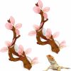 Reptiles & Amphibian kathson | Kathson 2 Pcs Reptile Corner Branch, Lizard Climb Branches Decor Terrarium Plant Decoration With Suction Cup Reptile Tank Plant Ornament For Bearded Dragons Gecko Snake Spider Frog (Pink)