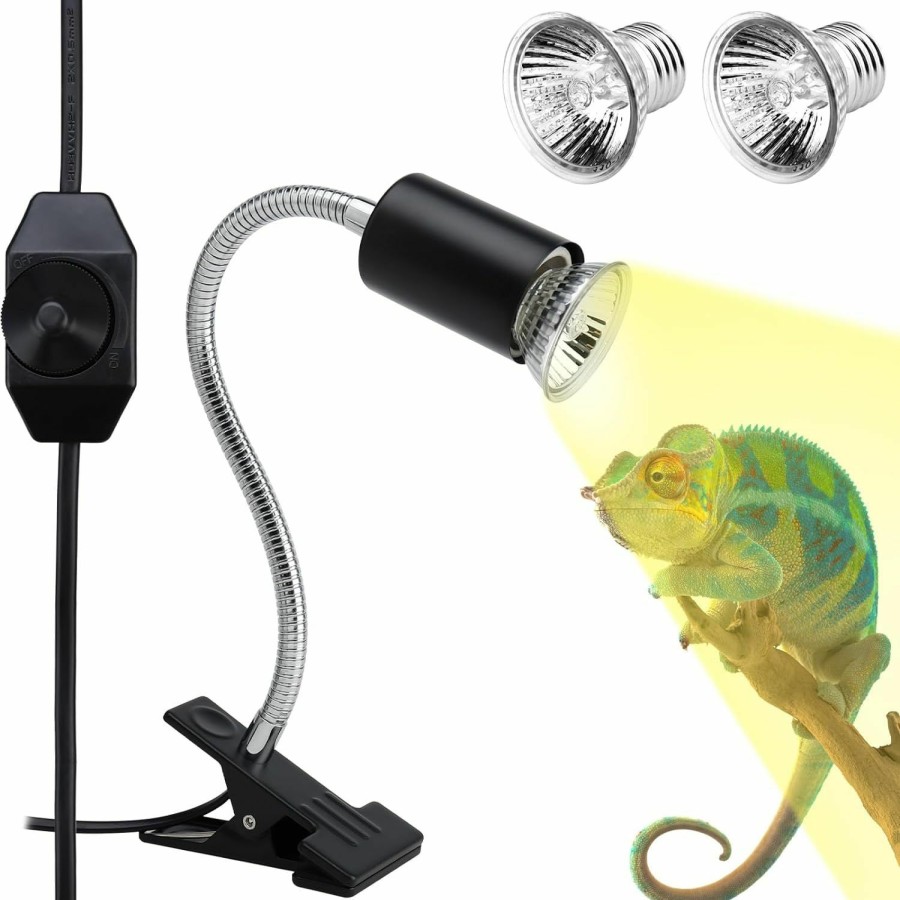 Reptiles & Amphibian Generic | Reptile Heat Lamp,Heating Lamp With Clamp,Turtle Lamp Uva/Uvb Reptile Light,360 Rotatable Clip,2 Light Bulbs Included E27,110V Turtle Basking Light For Reptiles Bearded Dragon Turtle Snake