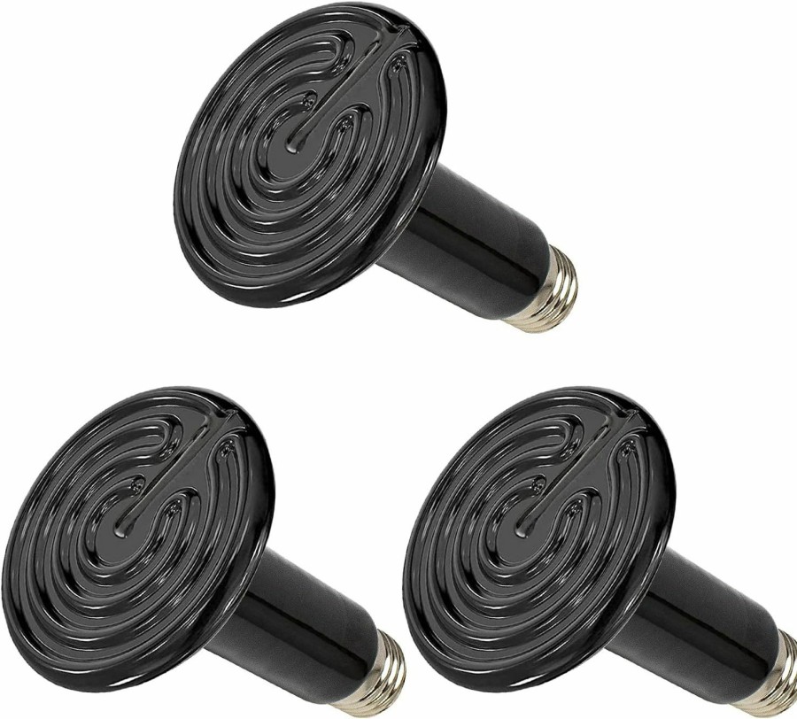 Reptiles & Amphibian BOEESPAT | Boeespat 150W 3 Pack Ceramic Heat Emitter Bulb, Reptile Heat Lamp Brooder Coop Pet No Light No Harm For Pets Amphibians Hamsters Snakes Birds Poultry Chicken Coop Habitats (Black)